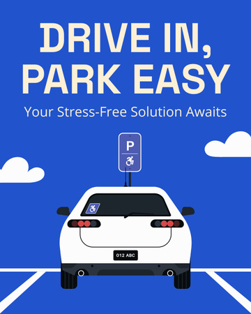 Stress Free Parking Services on Blue Instagram Post Verticalデザインテンプレート