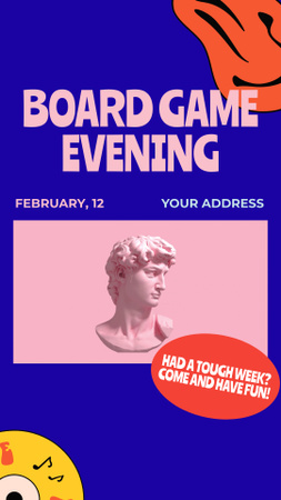 Board Game Evening Announce With Sculpture Instagram Video Story Modelo de Design