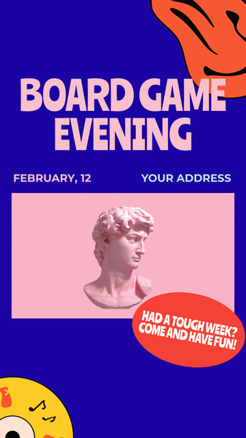 Designvorlage Board Game Evening Announce With Sculpture für Instagram Video Story
