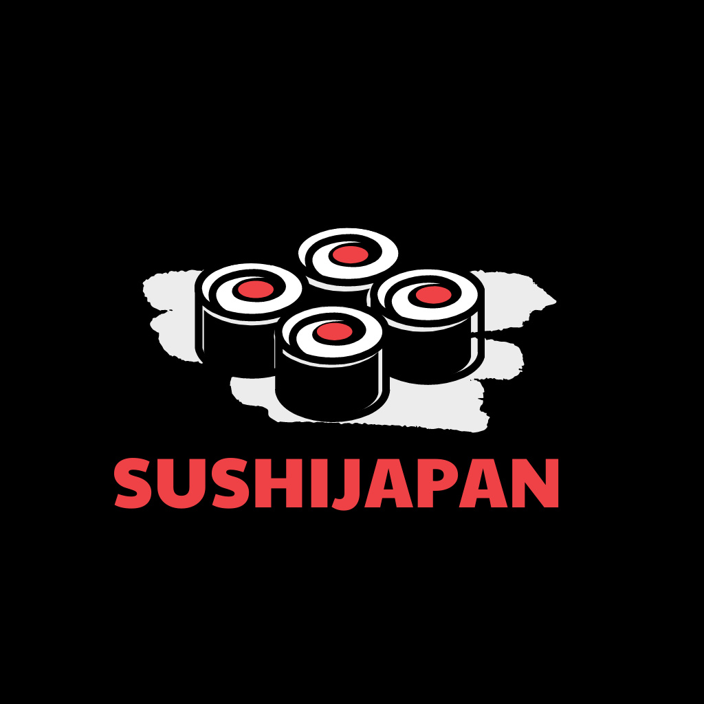 Japanese Restaurant Ad with Illustration of Sushi Logo – шаблон для дизайна