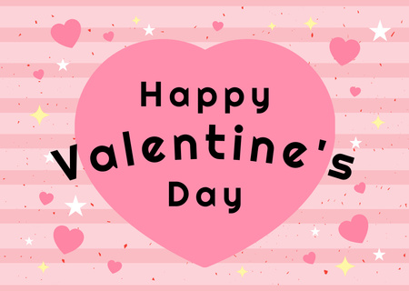 Romantic Valentine's Day Wishes And Greetings With Heart Card Πρότυπο σχεδίασης