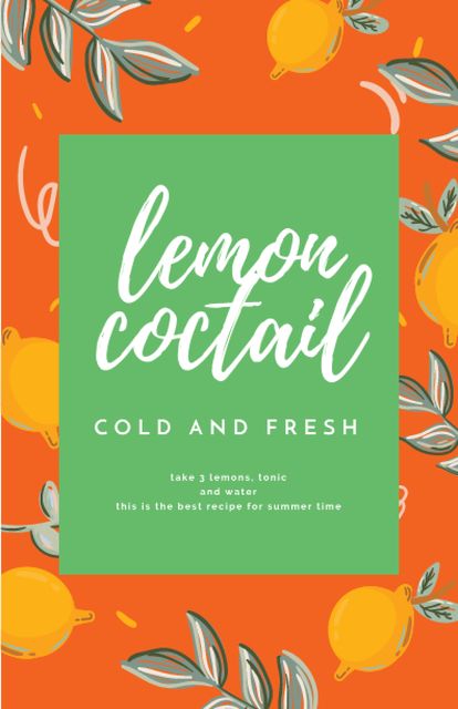 Lemon Cocktail Cooking Steps Recipe Card Design Template
