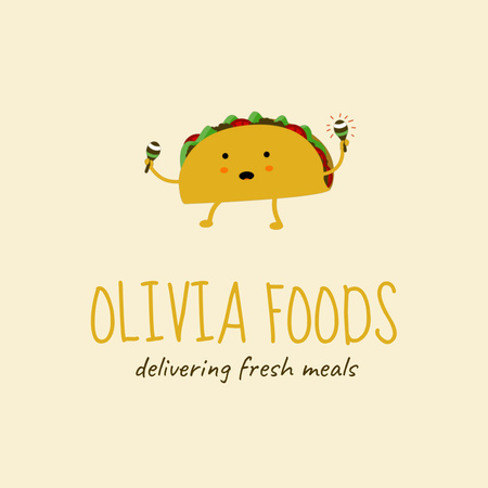 Street Food Delivery Offer with taco Animated Logo Design Template
