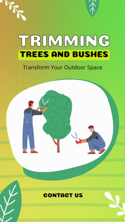 Планы услуг по обрезке превосходных деревьев и кустов Instagram Story – шаблон для дизайна