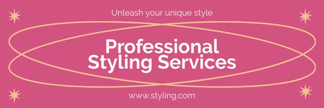 Designvorlage Professional Styling Services Offer on Pink für Twitter