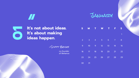 Inspirational Quote about Ideas Calendar Design Template