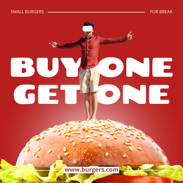 Ontwerpsjabloon van Instagram van Small Burger For Break With Promo