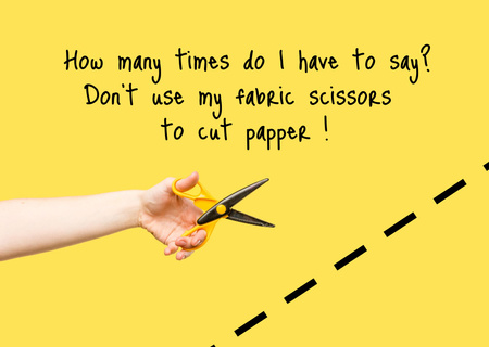 Funny Phrase with Tailor holding Scissors Card tervezősablon