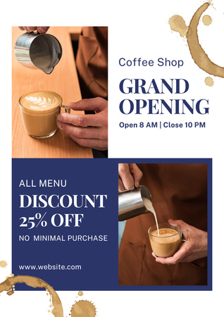 Coffee Shop Büyük Açılış Etkinliği Poster Tasarım Şablonu