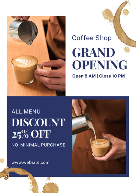 Coffee Shop Grand Opening Event Poster Πρότυπο σχεδίασης