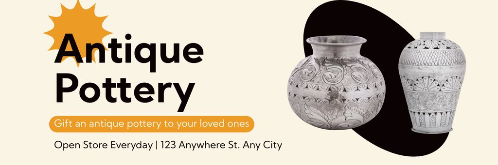 Sale of Antique Clay Vases Twitter tervezősablon