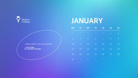 Designvorlage Bright Blue Gradient für Calendar
