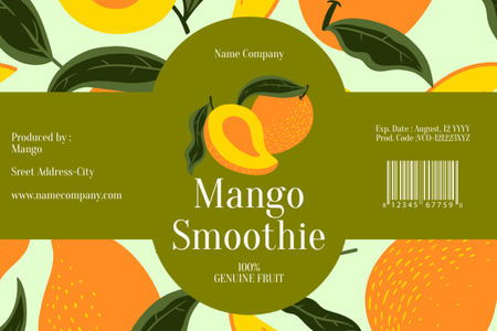 Mango Smoothie için Parlak Renkli Etiket Label Tasarım Şablonu