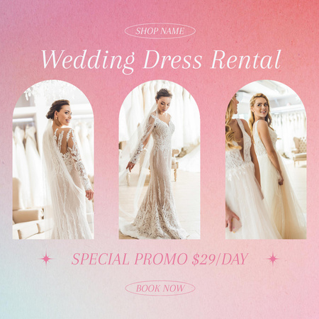 Rental wedding dresses service pink Instagram Design Template