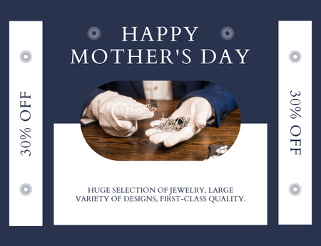 Plantilla de diseño de Oferta de descuento en hermosas joyas en el día de la madre Thank You Card 5.5x4in Horizontal 