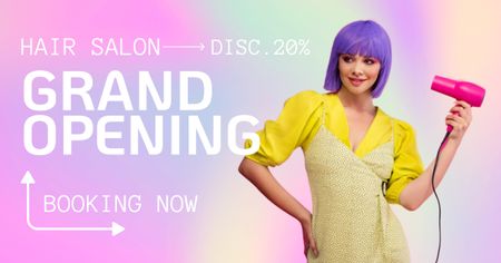 Ontwerpsjabloon van Facebook AD van Hair Salon Opening Invitations