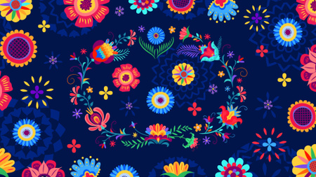 Cultural National Hispanic Heritage Month Celebrating With Pattern Zoom Background Design Template