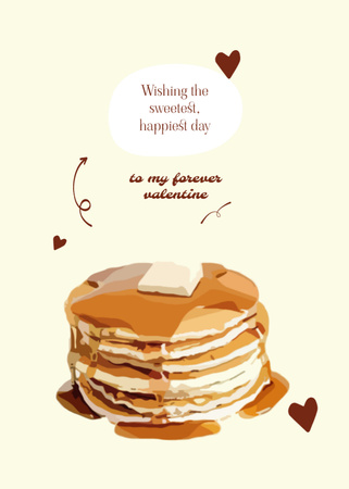 Pancakes For Valentine's Day Postcard 5x7in Vertical Design Template