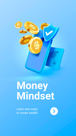 Phone with coins for Money Mindset Instagram Story Design Template