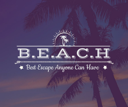 Beach Holiday Offer with Palm Trees at Sunset Medium Rectangle Design Template