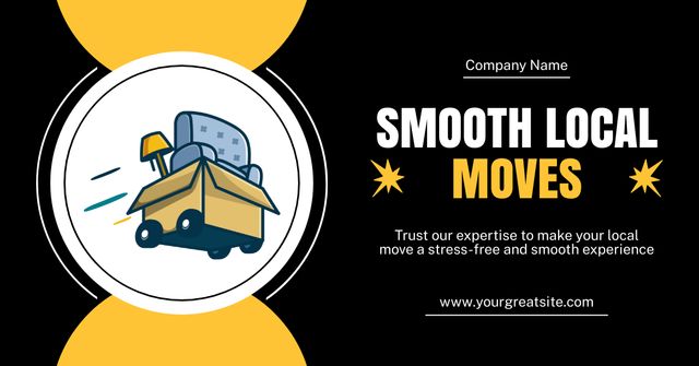 Plantilla de diseño de Offer of Smooth Local Moving Services with Box on Wheels Facebook AD 