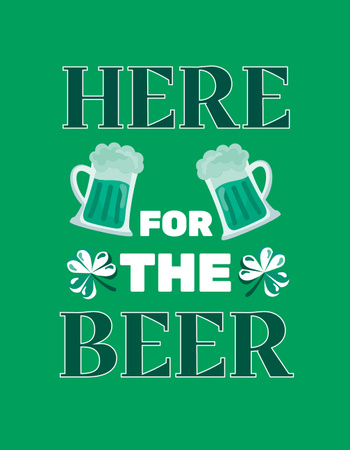 Ontwerpsjabloon van T-Shirt van St. Patrick's Day-groeten met bierpullen