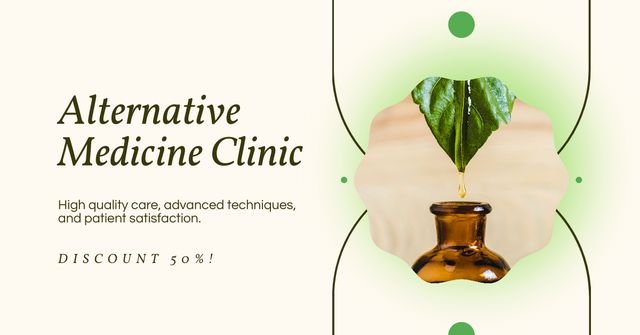 Alternative Medicine Clinic With Services At Half Price Facebook AD Design Template
