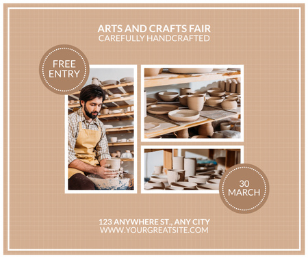 Arts And Crafts Fair With Ceramic Kitchenware Facebook Design Template