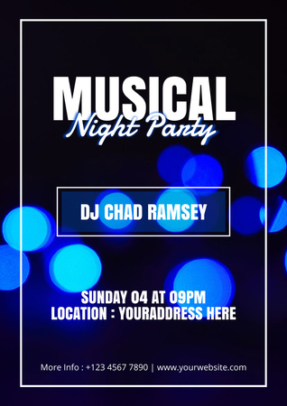 Musical Night Party Announcement Poster Design Template