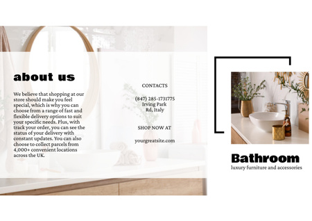 fürdőszobai kiegészítők és virágok vázákban Brochure tervezősablon