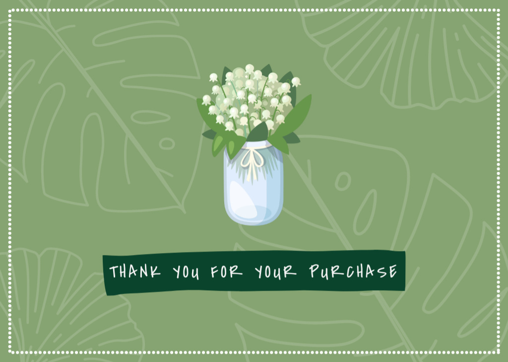 Thank You Message with Beautiful Bouquet of Lilies of the Valley Postcard 5x7in Šablona návrhu