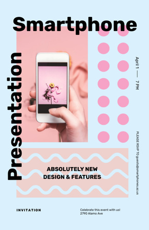 Platilla de diseño Taking Photo With Phone For Smartphone Presentation Invitation 5.5x8.5in