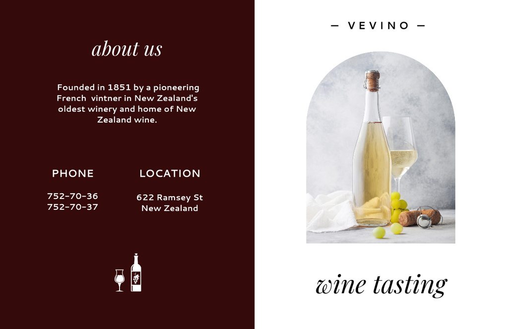 Wine Tasting with White Wine Bottle Brochure 11x17in Bi-fold Design Template