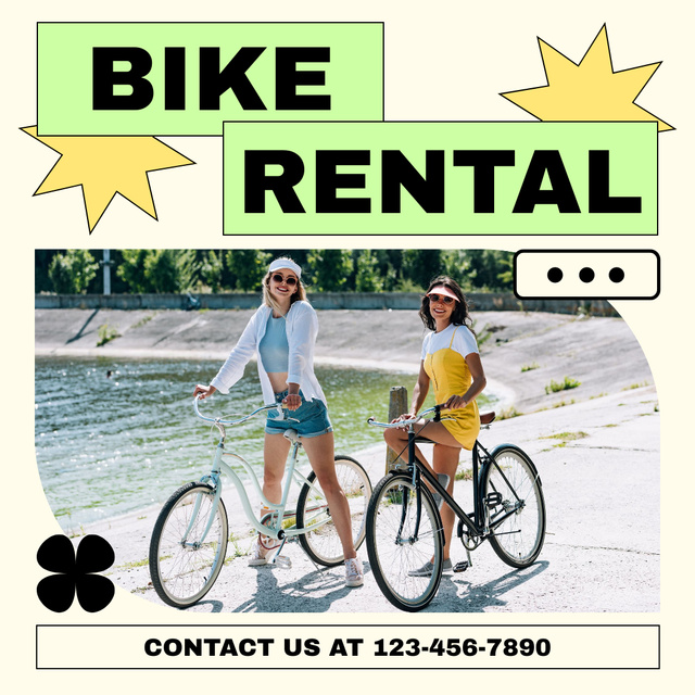 Rental Bicycles for Summer Tours Instagram AD Design Template