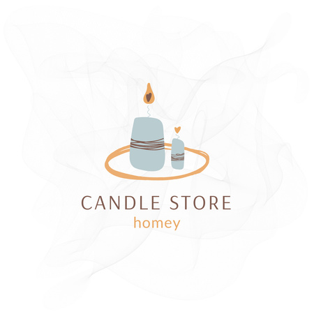 Candle Shop Ad With Illustration In White Logo Design Template