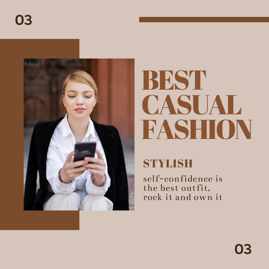 Minimalist Casual Fashion With Quote About Self-Confidence Instagram Design Template