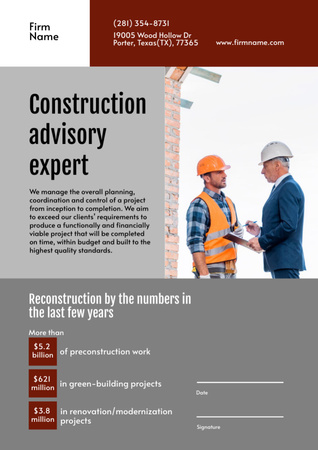Construction Advisory Services Letterhead Design Template