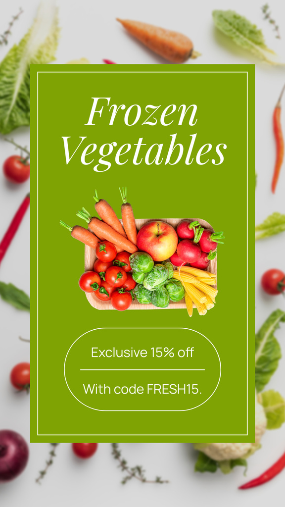 Premium Frozen Vegetables Selection With Discount Instagram Story Modelo de Design