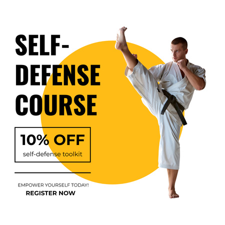 Modèle de visuel Annonce d'un cours d'auto-défense avec combattant - Instagram AD