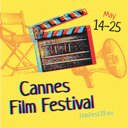 Cannes Film Festival Announcement with Movie Clapper Instagram Design Template