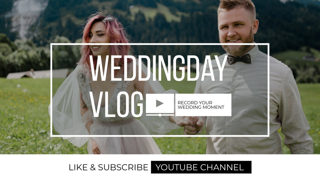 Ontwerpsjabloon van Youtube Thumbnail van Wedding Vlog Promotion with Happy Couple in Valley