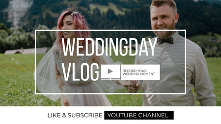 Wedding Vlog Promotion with Happy Couple in Valley Youtube Thumbnail Design Template