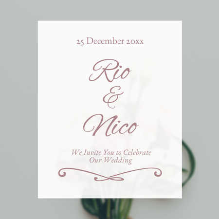 Wedding Announcement with Beautiful Flower Instagram Design Template