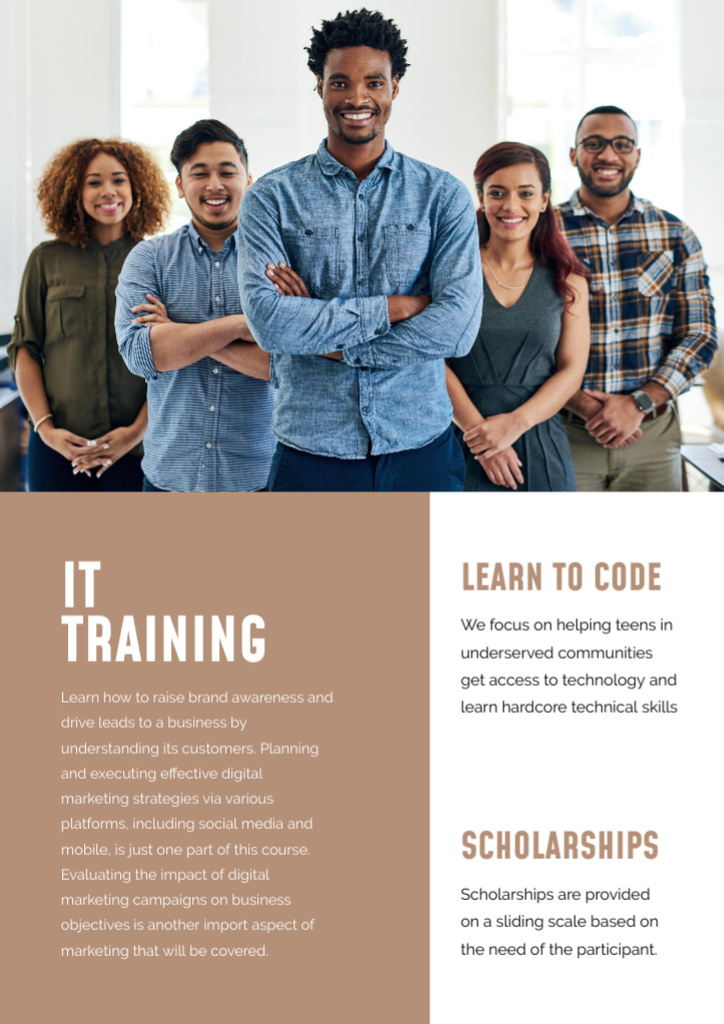 IT Trainings Ad With Scholarships Newsletterデザインテンプレート