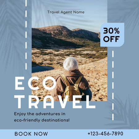 Eco Travel Offer with Tourist Instagram Design Template