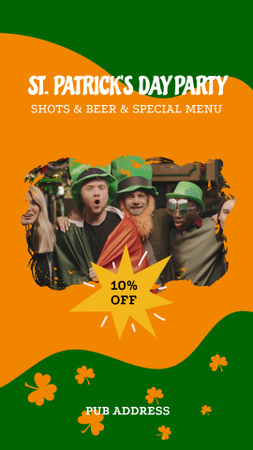 Fun-filled Patrick’s Day Party In Pub With Friends In Green Instagram Video Story Design Template