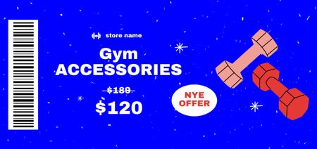 Template di design New Year Offer of Gym Accessories Coupon Din Large