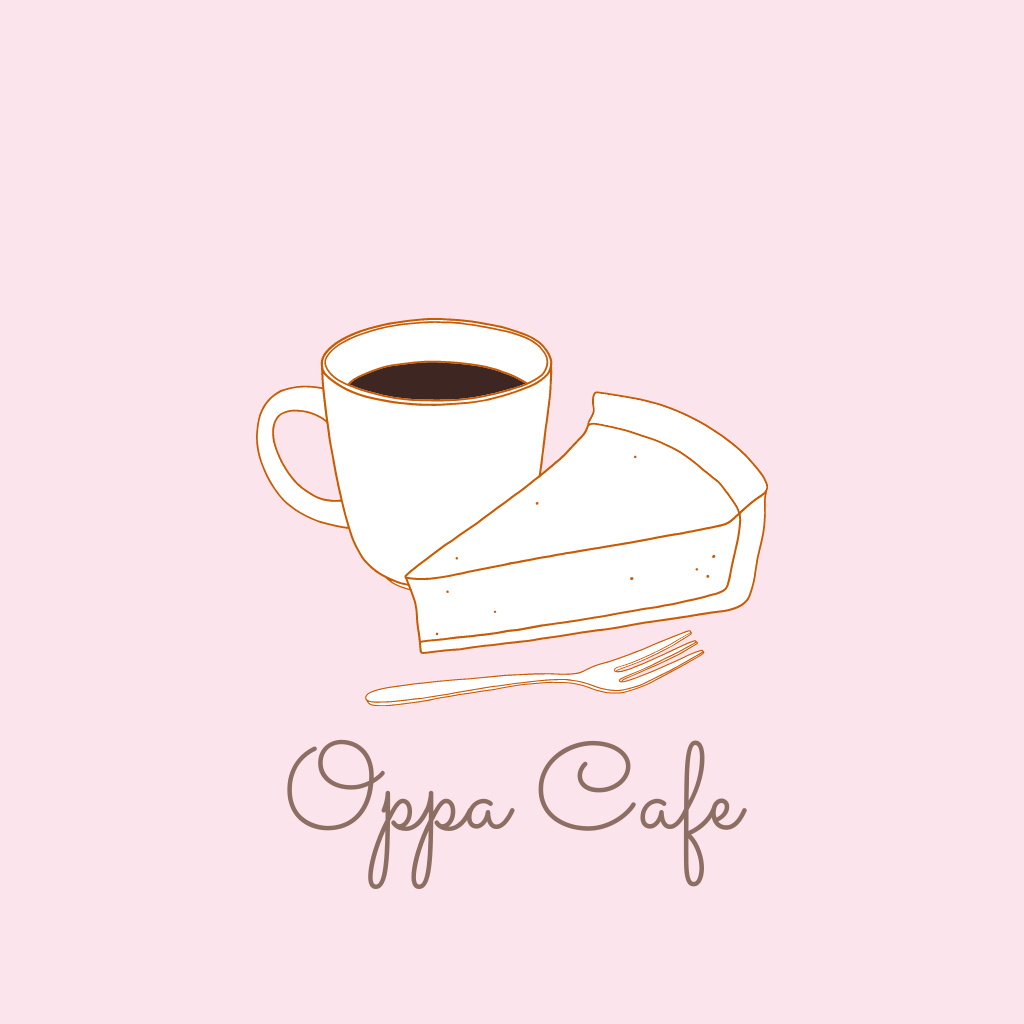 Cafe Ad with Coffee Cup and Cake Logo Design Template
