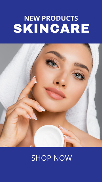 Skincare Ad with Woman applying Cream Instagram Story – шаблон для дизайна