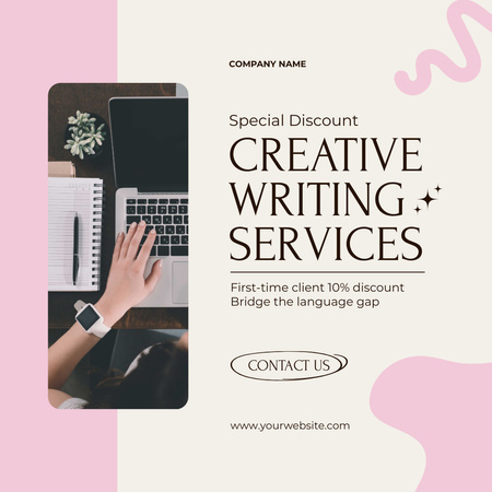 Special Discounted Writing Services Offer Instagram AD Modelo de Design